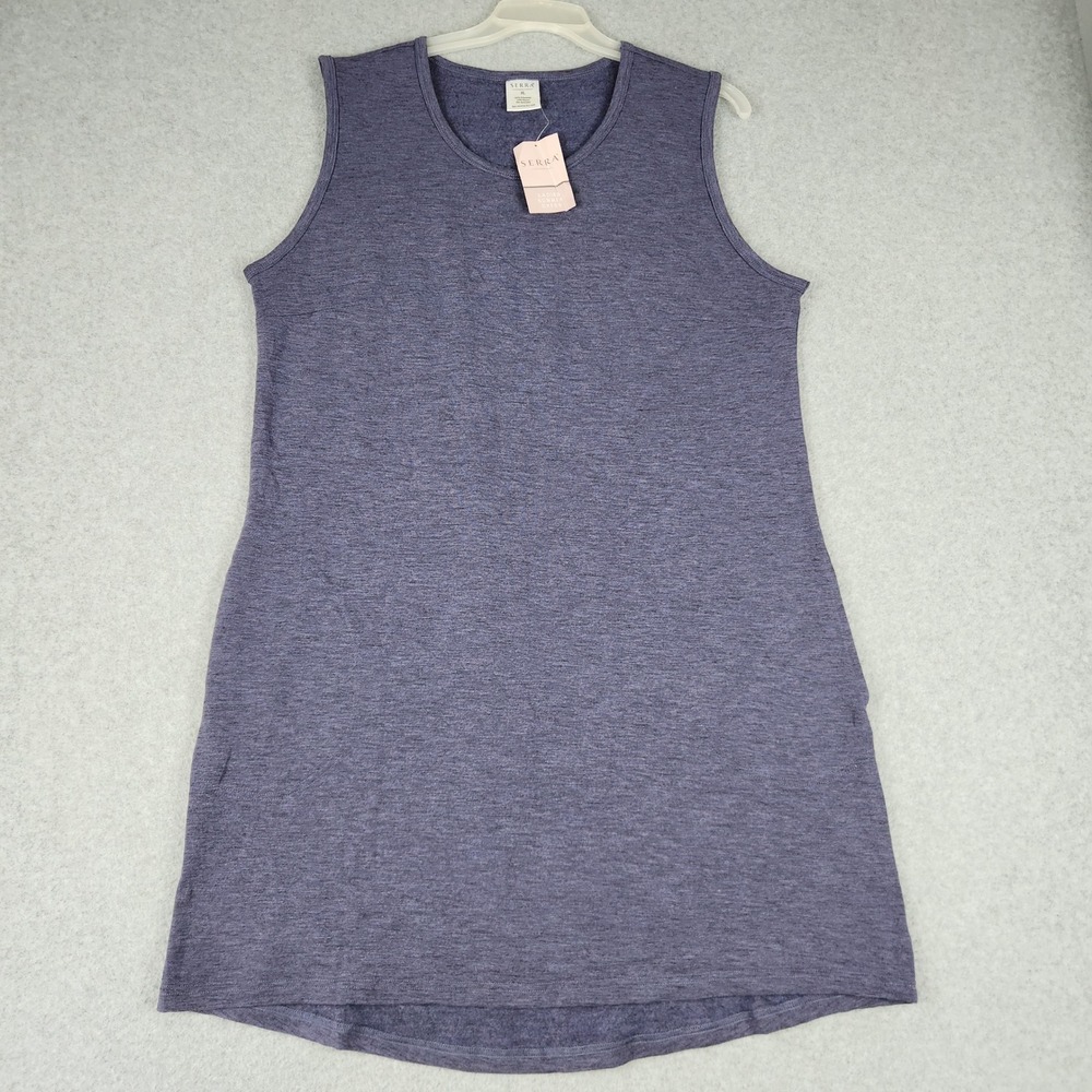 Serra Summer Tank Dress Women XL Navy Blue Casual Sleeveless Stretch Round Neck